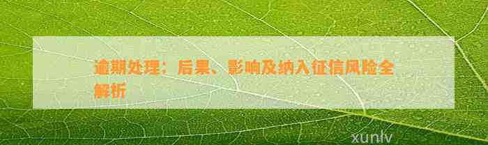 逾期处理：后果、影响及纳入征信风险全解析