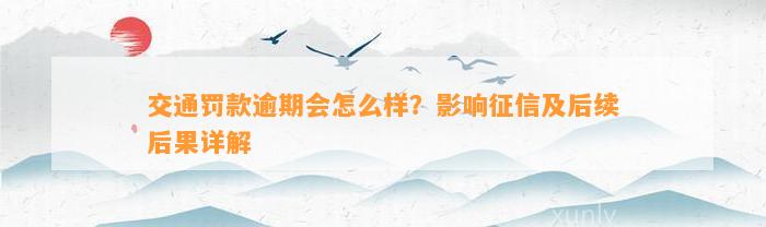 交通罚款逾期会怎么样？作用征信及后续结果详解