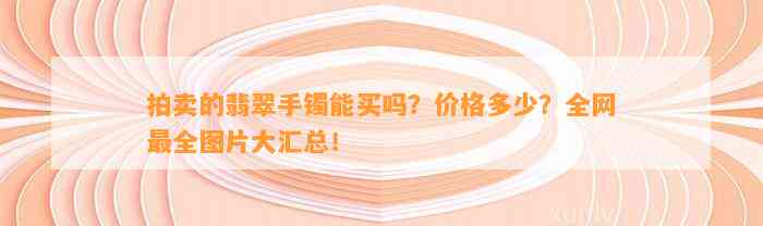 拍卖的翡翠手镯能买吗？价格多少？全网最全图片大汇总！