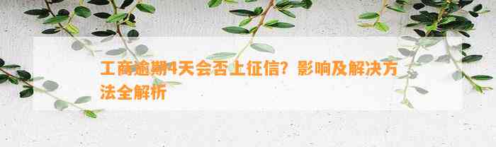 工商逾期4天会否上征信？作用及解决方法全解析