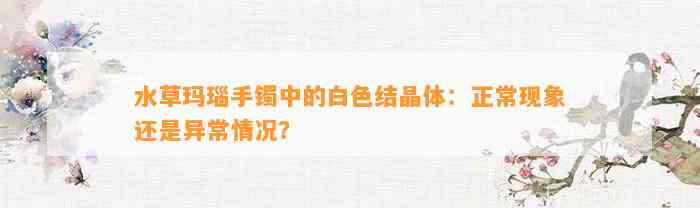 水草玛瑙手镯中的白色结晶体：正常现象还是异常情况？