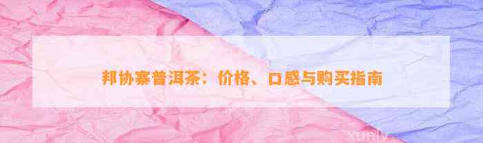 邦协寨普洱茶：价格、口感与购买指南