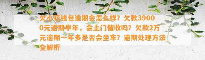 欠小花钱包逾期会怎么样？欠款39000元逾期半年，会上门催收吗？欠款2万元逾期一年多是否会坐牢？逾期处理方法全解析