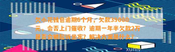 欠小花钱包逾期6个月，欠款39000元，会否上门催收？逾期一年半欠款2万是否会被起诉坐牢？解决方案是什么？