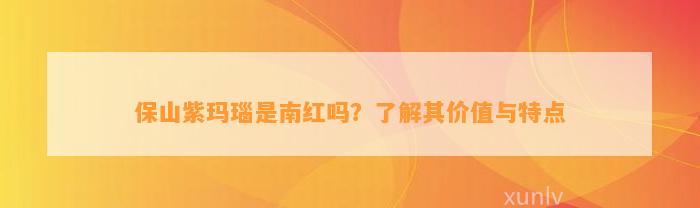 保山紫玛瑙是南红吗？熟悉其价值与特点