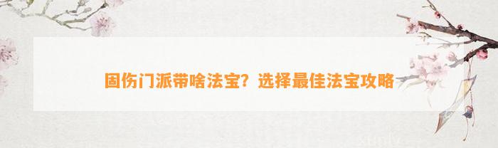 固伤门派带啥法宝？选择最佳法宝攻略