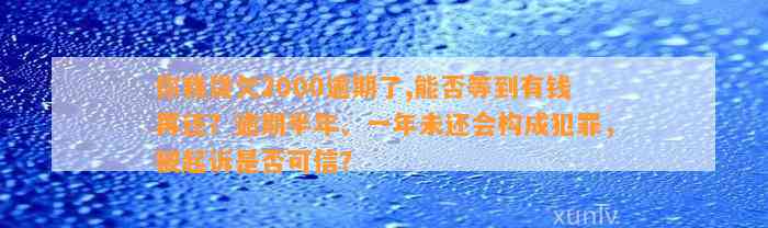 你我贷欠2000逾期了,能否等到有钱再还？逾期半年、一年未还会构成犯罪，被起诉是否可信？