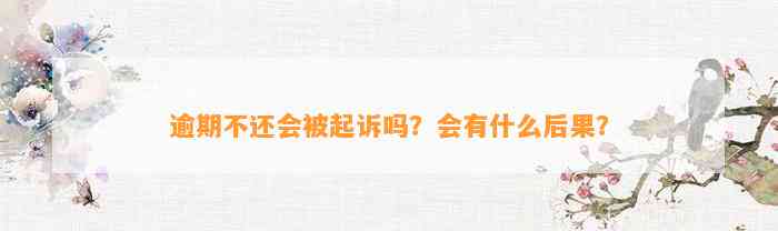 逾期不还会被起诉吗？会有什么后果？