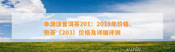 丰源颂普洱茶201：2019年价格、熟茶（203）价格及详细评测