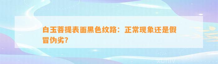 白玉菩提表面黑色纹路：正常现象还是假冒伪劣？