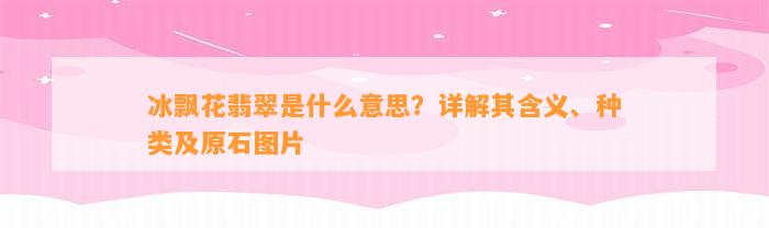 冰飘花翡翠是什么意思？详解其含义、种类及原石图片