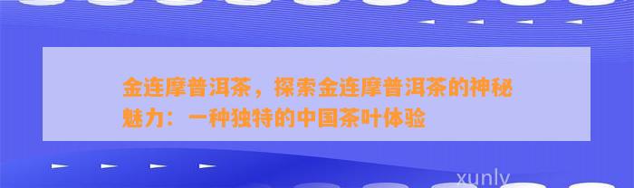 金连摩普洱茶，探索金连摩普洱茶的神秘魅力：一种独特的中国茶叶体验