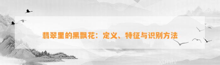 翡翠里的黑飘花：定义、特征与识别方法