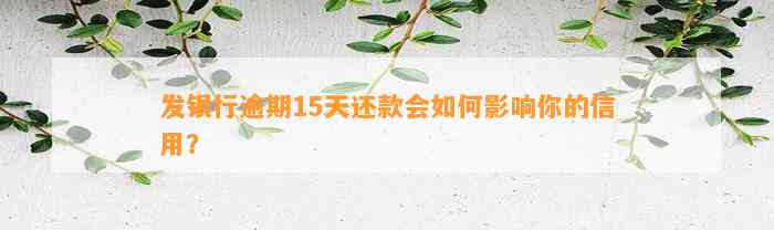 发银行逾期15天还款会如何影响你的信用？