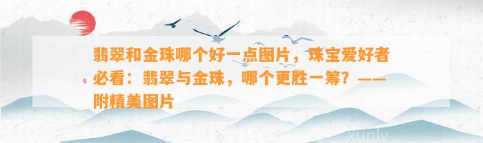 翡翠和金珠哪个好一点图片，珠宝爱好者必看：翡翠与金珠，哪个更胜一筹？——附精美图片