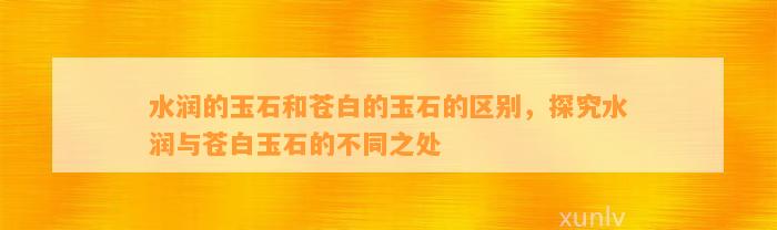 水润的玉石和苍白的玉石的区别，探究水润与苍白玉石的不同之处