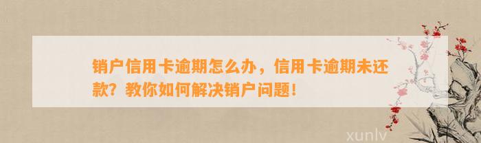 销户信用卡逾期怎么办，信用卡逾期未还款？教你如何解决销户问题！