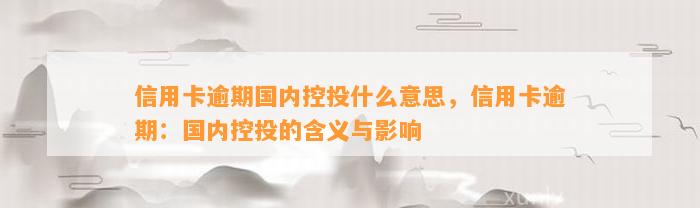 信用卡逾期国内控投什么意思，信用卡逾期：国内控投的含义与影响