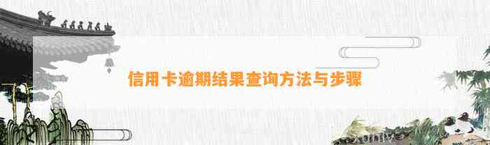 信用卡逾期结果查询方法与步骤