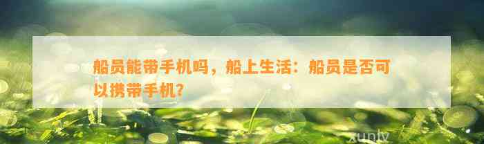 船员能带手机吗，船上生活：船员是不是可以携带手机？