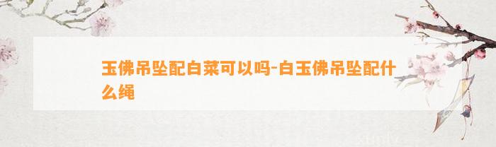 玉佛吊坠配白菜可以吗-白玉佛吊坠配什么绳