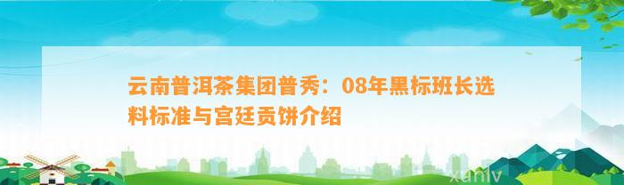 云南普洱茶集团普秀：08年黑标班长选料标准与宫廷贡饼介绍