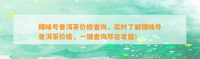 臻味号普洱茶价格查询，实时熟悉臻味号普洱茶价格，一键查询尽在掌握！