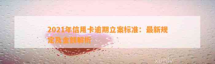 2021年信用卡逾期立案标准：最新规定及金额解析