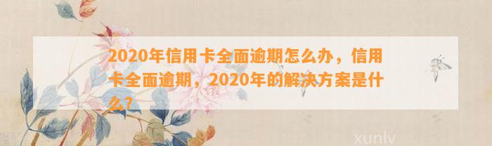 2020年信用卡全面逾期怎么办，信用卡全面逾期，2020年的解决方案是什么？