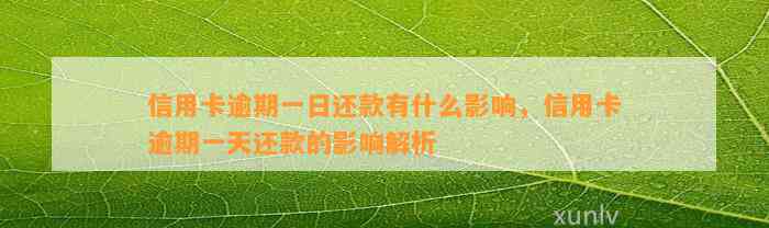 信用卡逾期一日还款有什么影响，信用卡逾期一天还款的影响解析