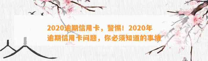 2020逾期信用卡，警惕！2020年逾期信用卡问题，你必须知道的事情