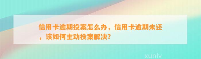 信用卡逾期投案怎么办，信用卡逾期未还，该如何主动投案解决？