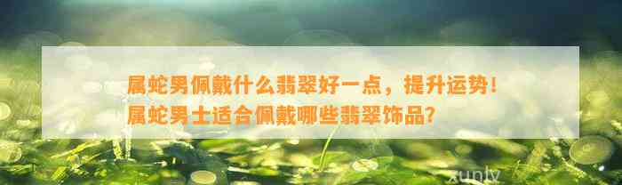 属蛇男佩戴什么翡翠好一点，提升运势！属蛇男士适合佩戴哪些翡翠饰品？