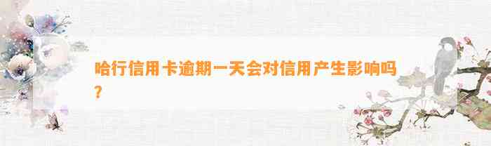 哈行信用卡逾期一天会对信用产生影响吗？