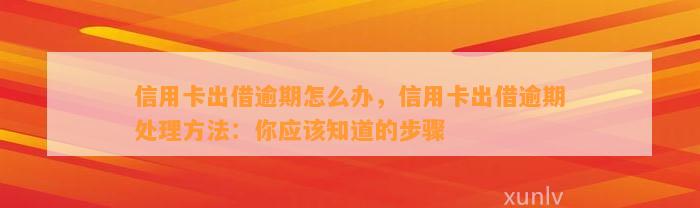 信用卡出借逾期怎么办，信用卡出借逾期处理方法：你应该知道的步骤