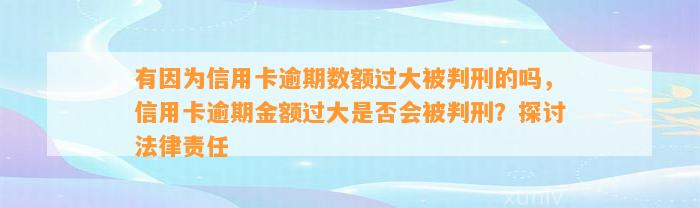 有因为信用卡逾期数额过大被判刑的吗，信用卡逾期金额过大是否会被判刑？探讨法律责任