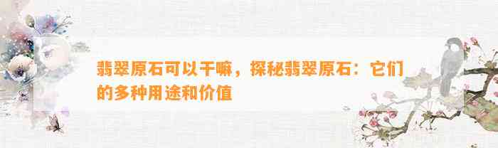 翡翠原石可以干嘛，探秘翡翠原石：它们的多种用途和价值