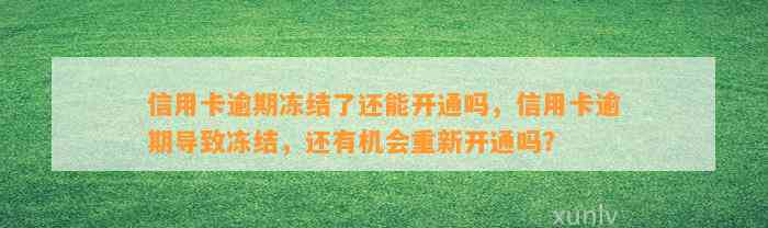 信用卡逾期冻结了还能开通吗，信用卡逾期导致冻结，还有机会重新开通吗？