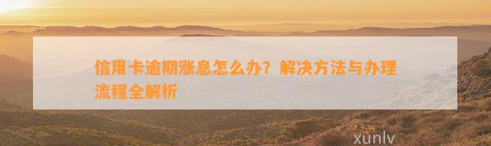 信用卡逾期涨息怎么办？解决方法与办理流程全解析