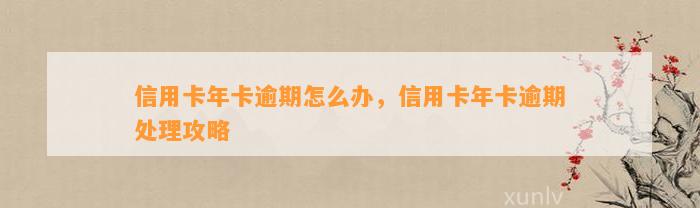 信用卡年卡逾期怎么办，信用卡年卡逾期处理攻略