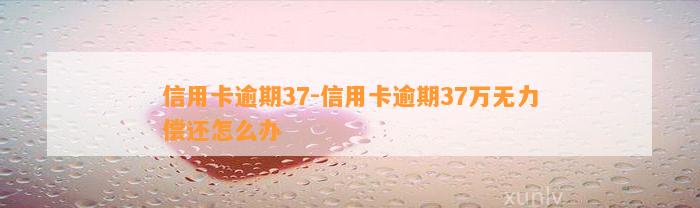 信用卡逾期37-信用卡逾期37万无力偿还怎么办