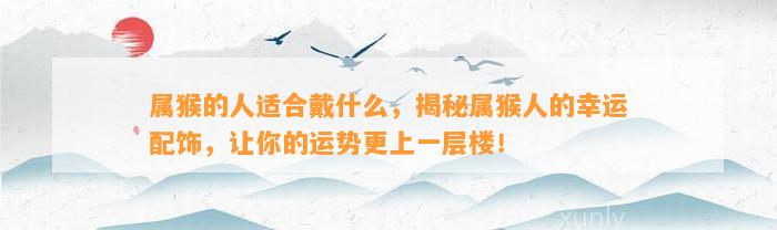 属猴的人适合戴什么，揭秘属猴人的幸运配饰，让你的运势更上一层楼！