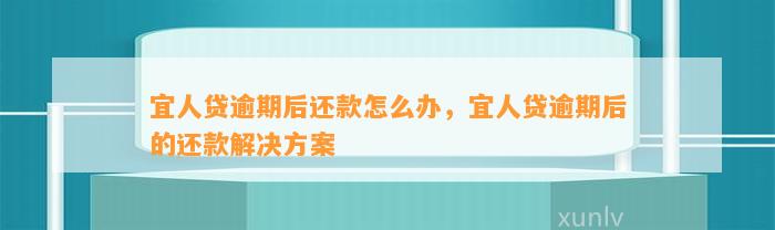 宜人贷逾期后还款怎么办，宜人贷逾期后的还款解决方案