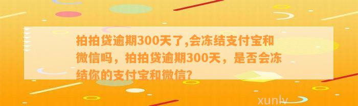 拍拍贷逾期300天了,会冻结支付宝和微信吗，拍拍贷逾期300天，是否会冻结你的支付宝和微信？