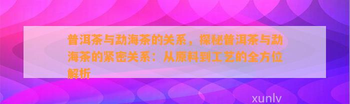 普洱茶与勐海茶的关系，探秘普洱茶与勐海茶的紧密关系：从原料到工艺的全方位解析