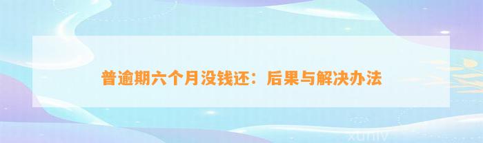 普逾期六个月没钱还：后果与解决办法