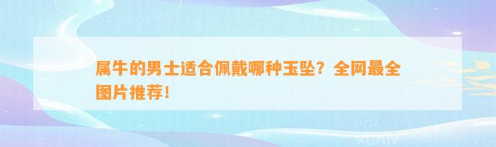 属牛的男士适合佩戴哪种玉坠？全网最全图片推荐！