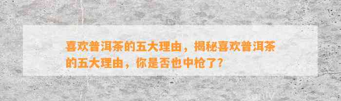 喜欢普洱茶的五大理由，揭秘喜欢普洱茶的五大理由，你是不是也中枪了？