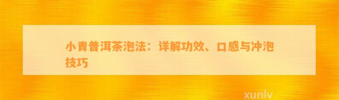 小青普洱茶泡法：详解功效、口感与冲泡技巧