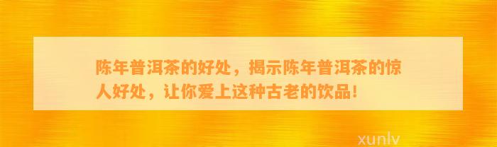 陈年普洱茶的好处，揭示陈年普洱茶的惊人好处，让你爱上这类古老的饮品！